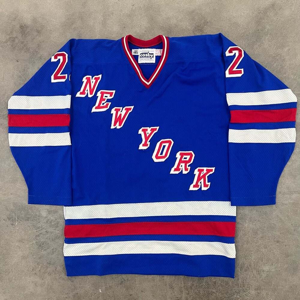 Gerry Cosby New York Rangers Hockey Jersey Size 46 Vintage Blue